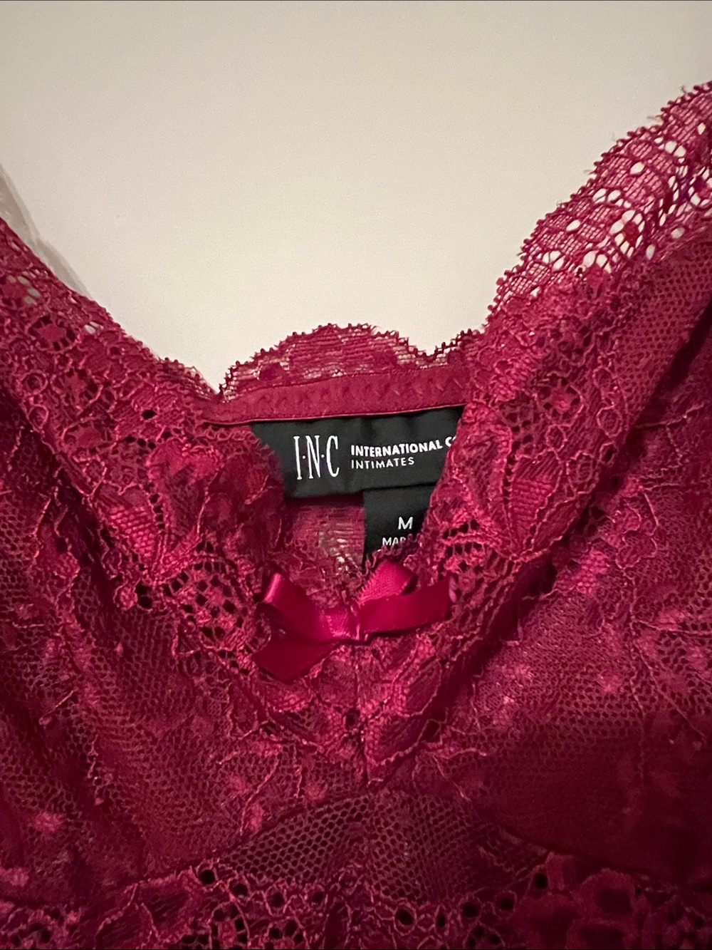 NWT Lace-Trim Burgundy Chemise with Adjustable Straps - Picture 4 of 4